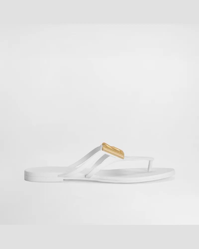 Dolce & Gabbana Rubber Beachwear Slides With Logo - Frau Pantoletten Und Mules Wei White