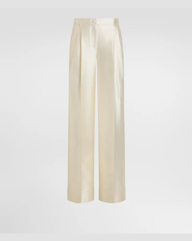 Dolce & Gabbana Hose Aus Mikado-seide - Frau Hosen Und Shorts Wei� Seide Weiss