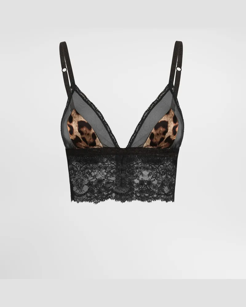 Dolce & Gabbana Bh Aus Satin Mit Leopardenprint - Frau Unterwäsche Animalprint Drucken