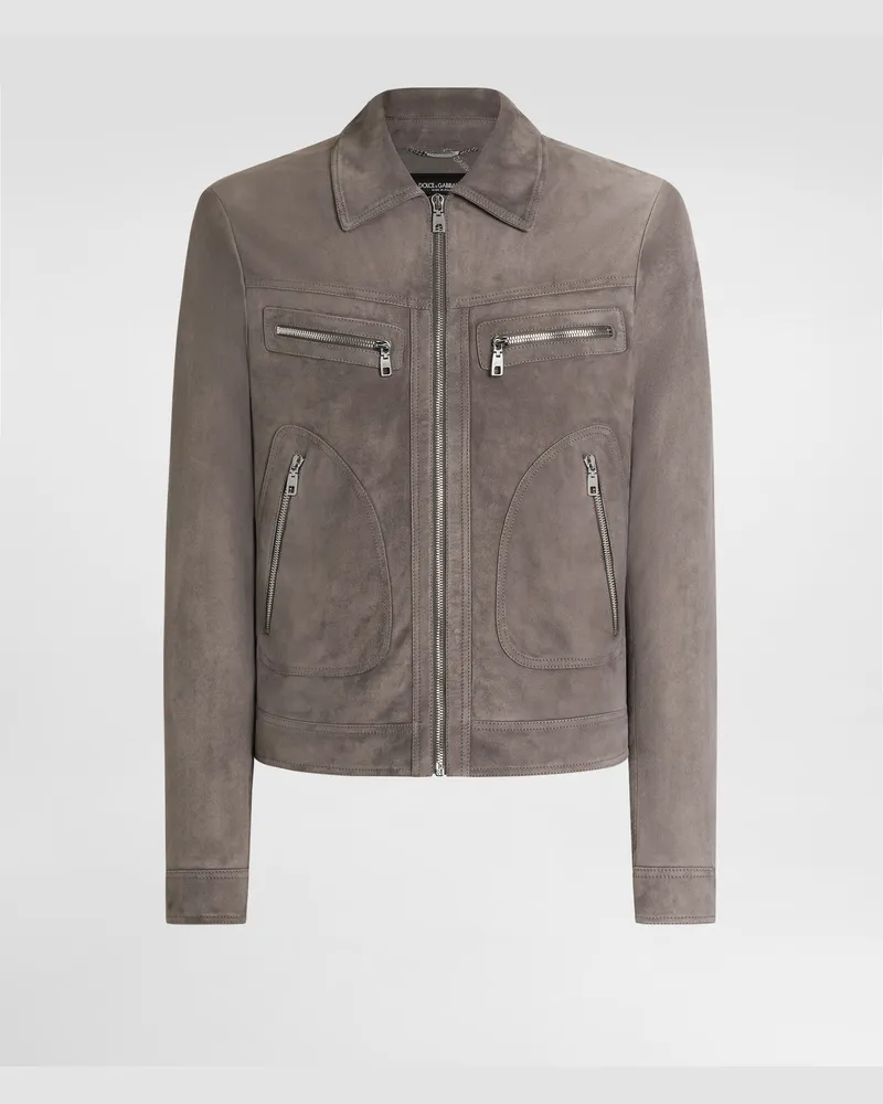 Dolce & Gabbana Jacke Aus Veloursleder - Mann Mäntel Und Jacken Grau Grau