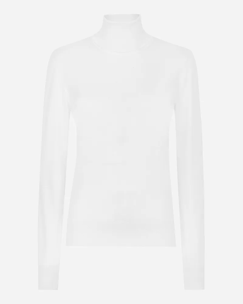 Dolce & Gabbana Rollkragenpullover Aus Kaschmir Und Seide - Frau Strickwaren Wei Weiss
