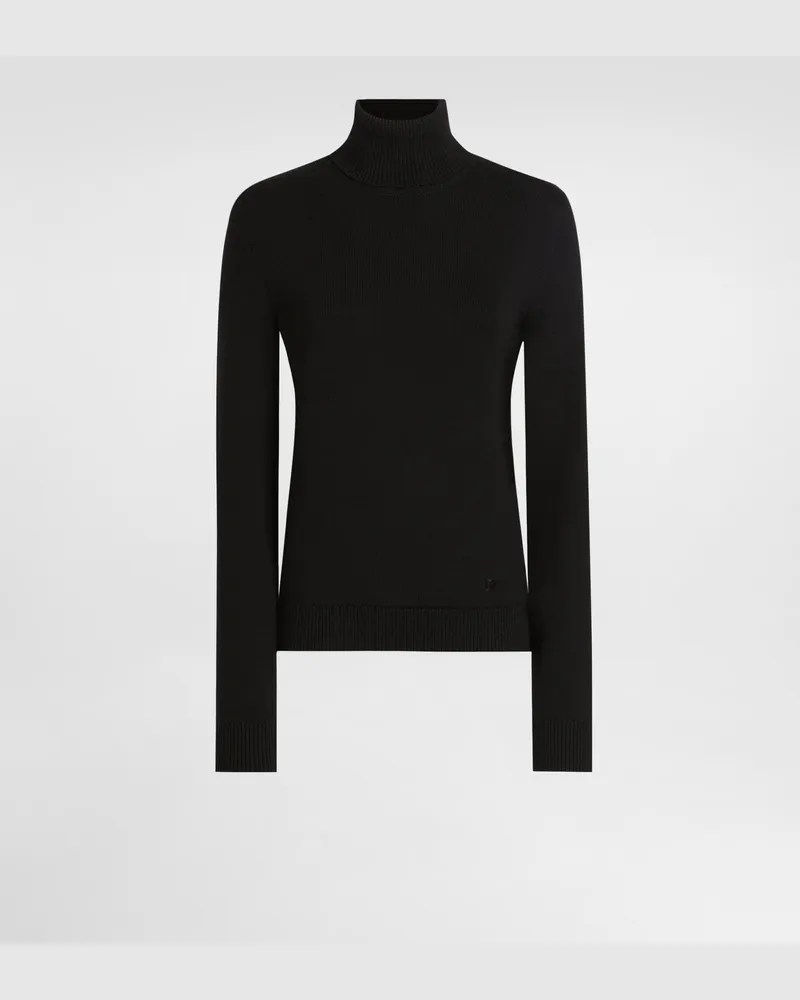Dolce & Gabbana Rollkragenpullover Aus Wolle - Frau Strickwaren Schwarz Schwarz
