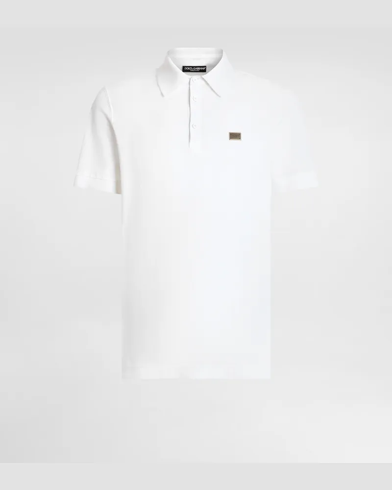 Dolce & Gabbana Poloshirt Aus Baumwolle Mit Logoplakette - Mann T-shirts Und Polos Wei Weiss