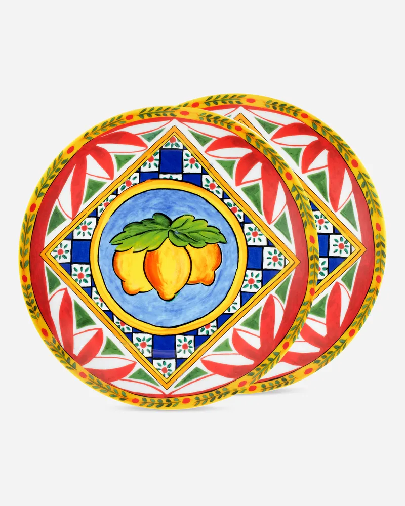 Dolce & Gabbana Set 2 Porcelain Dinner Plates - Flache Teller Mehrfarbig Mehrfarbig