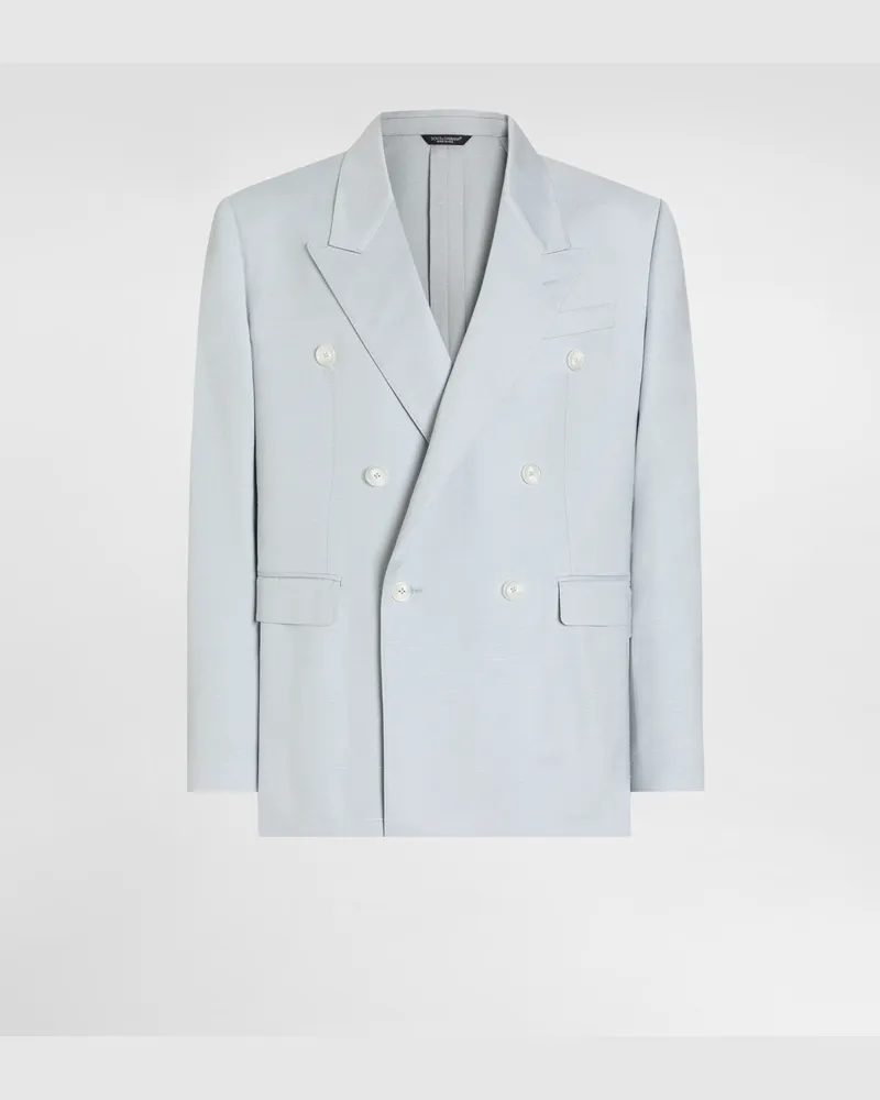 Dolce & Gabbana Shantung Viscose Double-breasted Jacket - Mann Anzüge Und Blazer Hellblau Azurblau