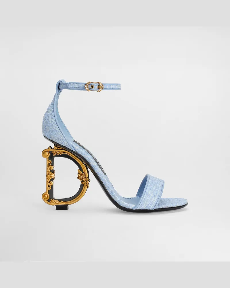Dolce & Gabbana Sandalette Dg Barocco Aus Bouclé-gewebe - Frau Sandalen Und Wedges Azurblau Azurblau