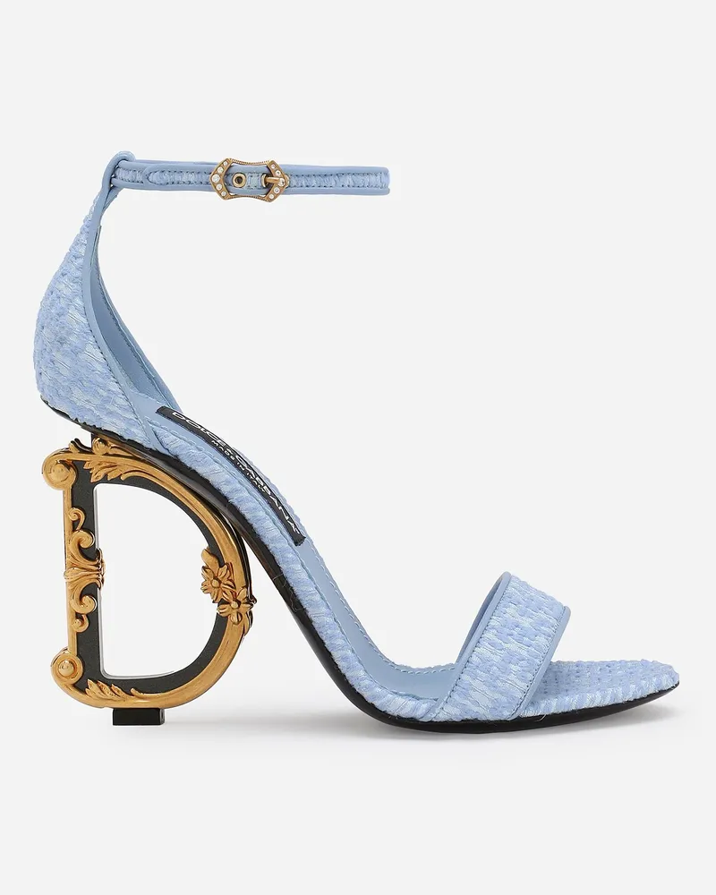 Dolce & Gabbana Sandalette Dg Barocco Aus Bouclé-gewebe - Frau Sandalen Und Wedges Azurblau Azurblau