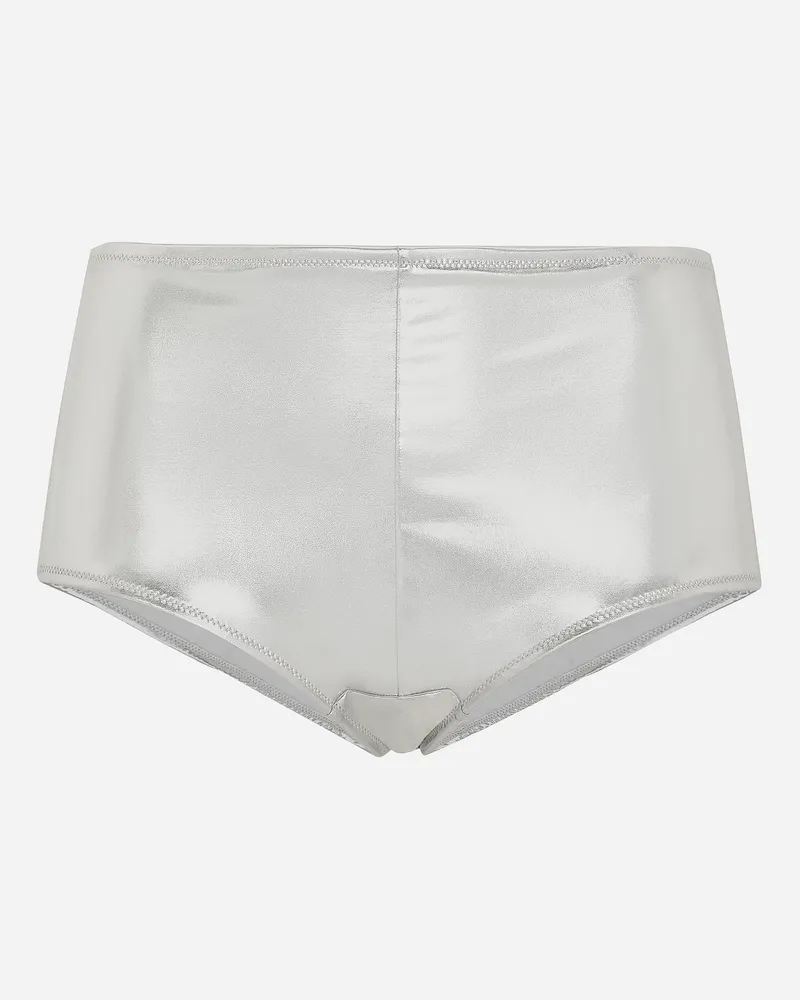 Dolce & Gabbana Panty Mit Niedrigem Bund Aus Metallic-jersey - Frau Unterwäsche Silber Jersey Silber