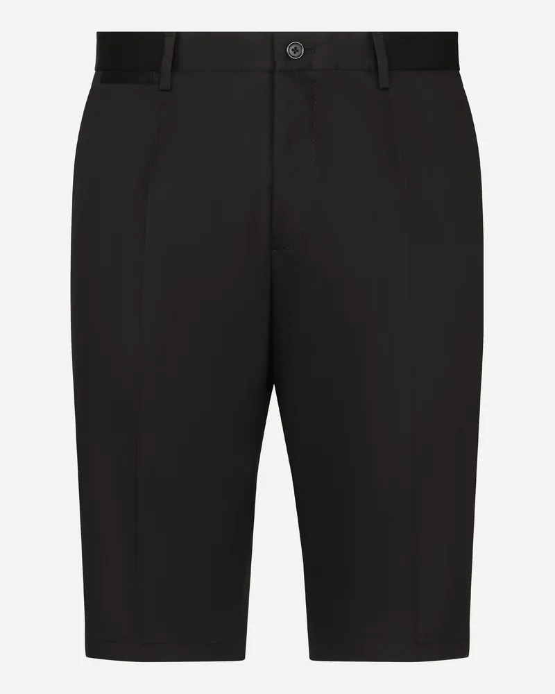 Dolce & Gabbana Stretch Cotton Shorts With Dg Embroidery - Mann Hosen Und Shorts Blau Baumwolle Blau