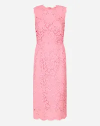 Dolce & Gabbana Branded stretch lace calf-length dress Rosa