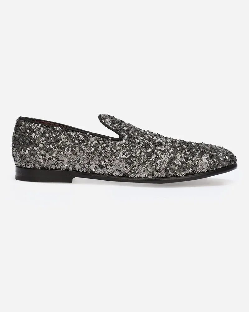 Dolce & Gabbana Slipper aus Pailletten Grau