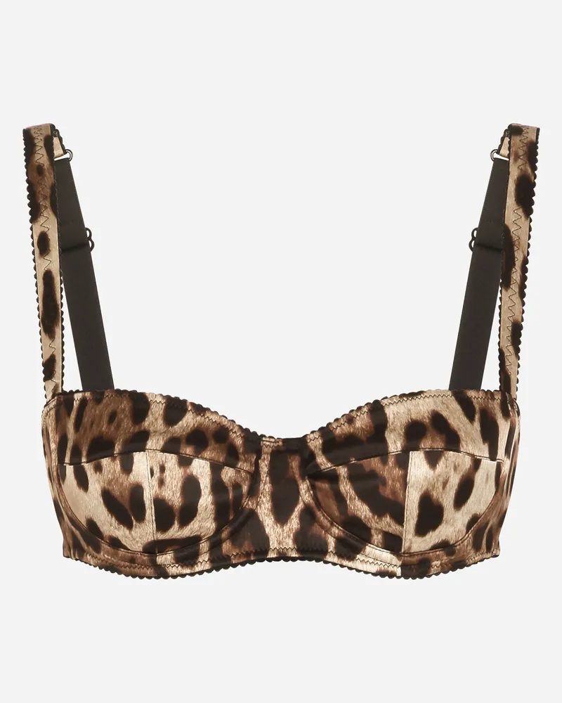 Dolce & Gabbana Balconette-bh Aus Satin Leoprint - Frau Unterwäsche Animalprint Satin Animal-print