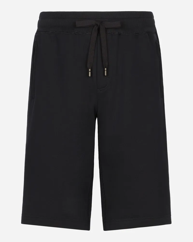 Dolce & Gabbana Jogging-bermudashorts Aus Jersey Mit Logoplakette - Mann Hosen Und Shorts Blau Baumwolle Blau