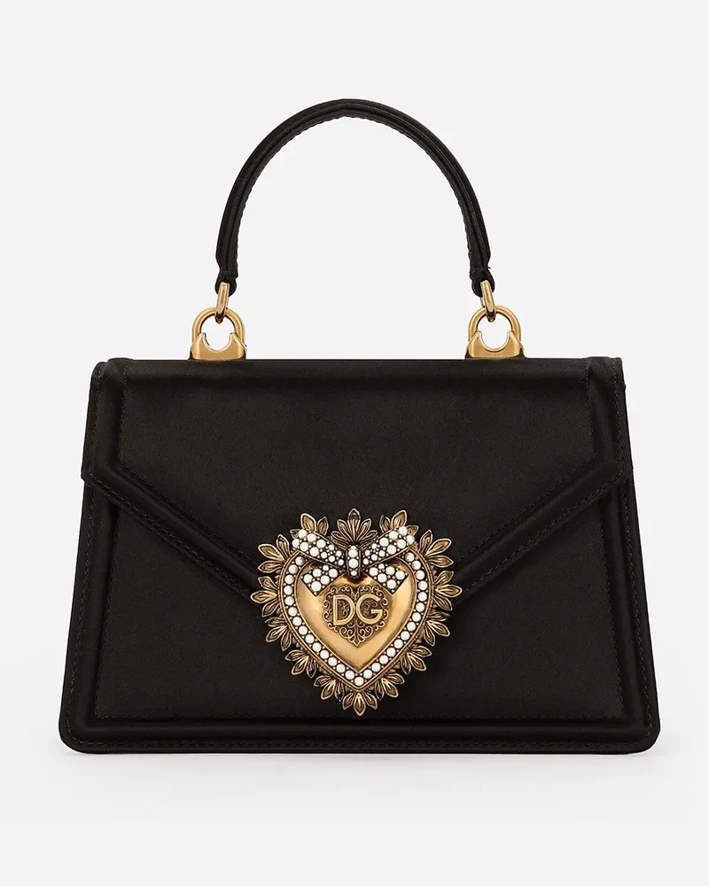 Dolce & Gabbana KLEINE DEVOTION TASCHE AUS SATIN Schwarz