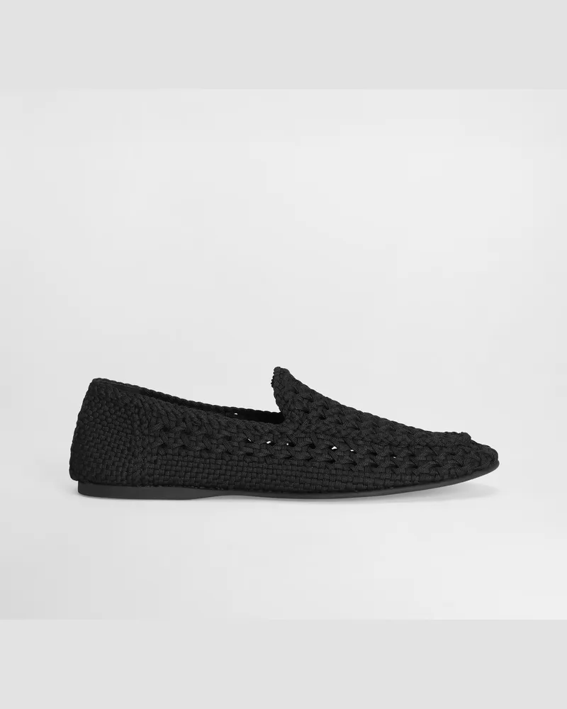 Dolce & Gabbana Slipper Aus Geflochtenem Textil - Mann Driver Und Mokassins Schwarz Schwarz