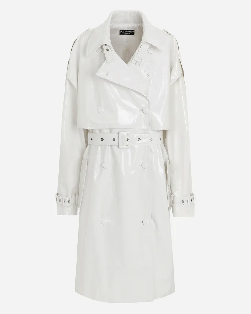 Dolce & Gabbana Trenchcoat Aus Beschichteter Baumwolle - Frau Mäntel Und Jacken Wei White