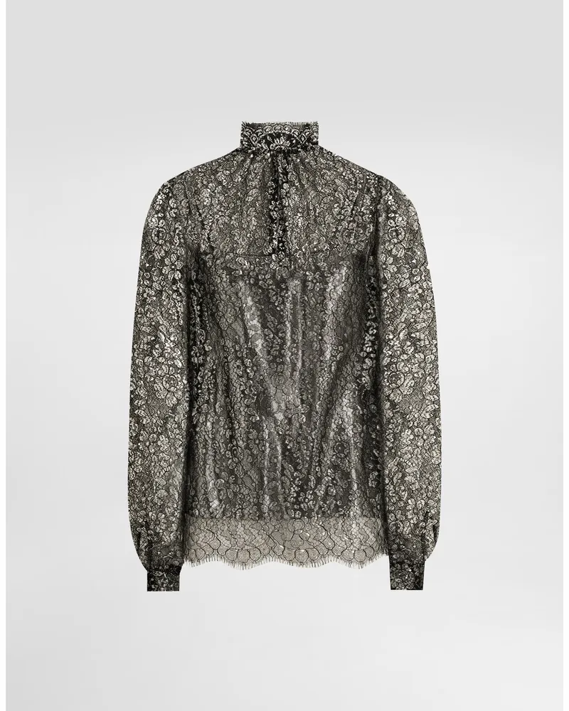 Dolce & Gabbana Lamé Lace Top - Frau Collection Silber Silver