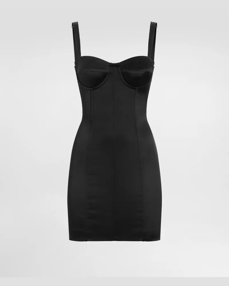 Dolce & Gabbana Bustier-minikleid Aus Satin - Frau Kleider Schwarz Satin Schwarz