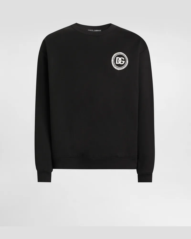 Dolce & Gabbana Jersey Sweatshirt With Patch - Mann Sweatshirts Schwarz Black
