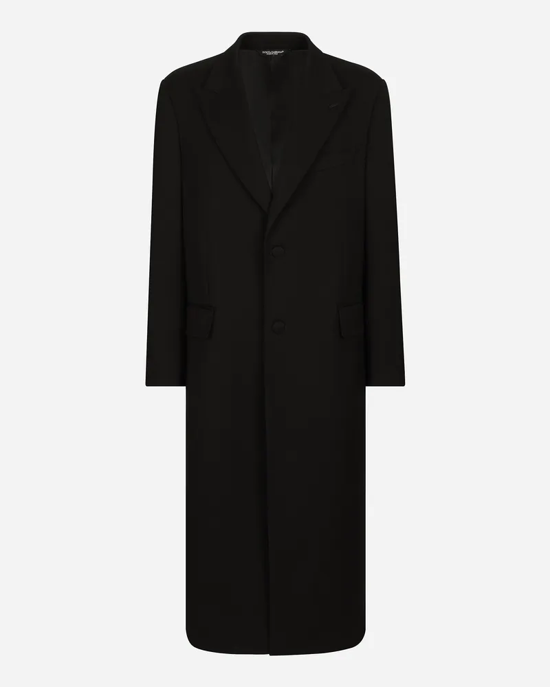 Dolce & Gabbana Einreihiger Wendemantel Aus Wollstretch - Mann Mäntel Und Jacken Schwarz Black