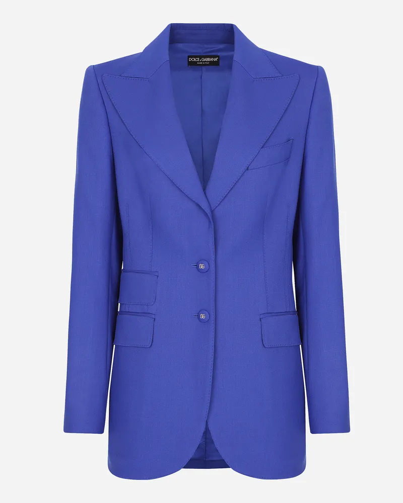 Dolce & Gabbana Jacke Aus Bi-elastischer Wolle - Frau Blazer Blau Wolle Mehrfarbig
