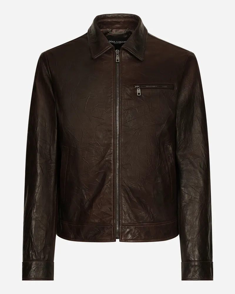 Dolce & Gabbana Lederjacke - Mann Mäntel Und Jacken Braun Braun
