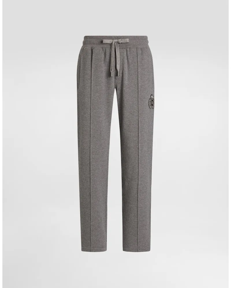 Dolce & Gabbana Jersey Joggers With Patch - Mann Hosen Und Shorts Grau Grey