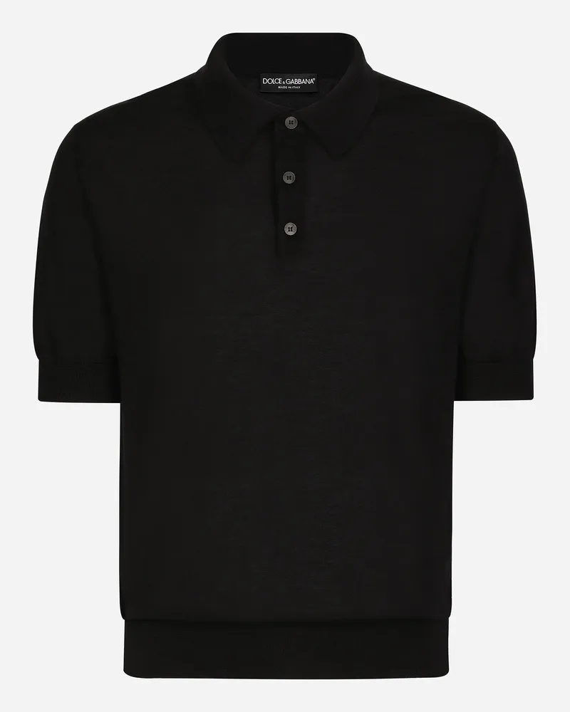 Dolce & Gabbana Poloshirt Aus Feinstem Kaschmir - Mann Strickwaren Schwarz Kaschmir Schwarz