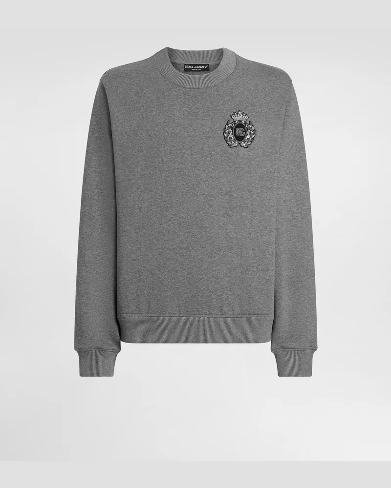 Dolce & Gabbana Sweatshirt With Heraldic Patch - Mann Sweatshirts Grau Grey