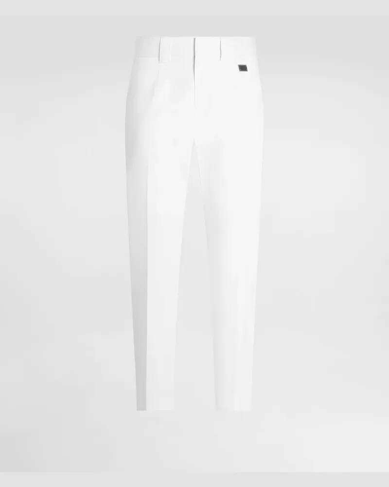 Dolce & Gabbana Hose In Sartorialer Verarbeitung Aus Baumwolle - Mann Hosen Und Shorts Wei Weiss