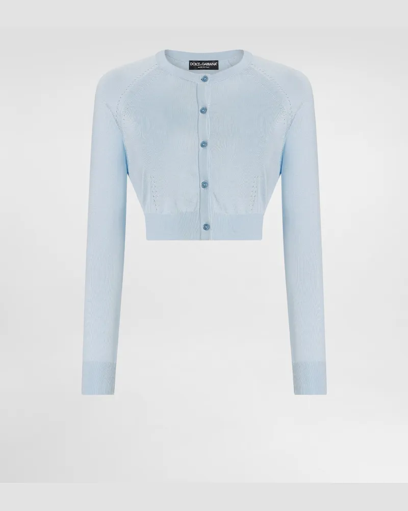 Dolce & Gabbana Cardigan Aus Seide - Frau Strickwaren Hellblau Azurblau
