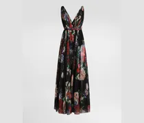 Langes Chiffonkleid Blumenprint - Frau Kleider Drucken