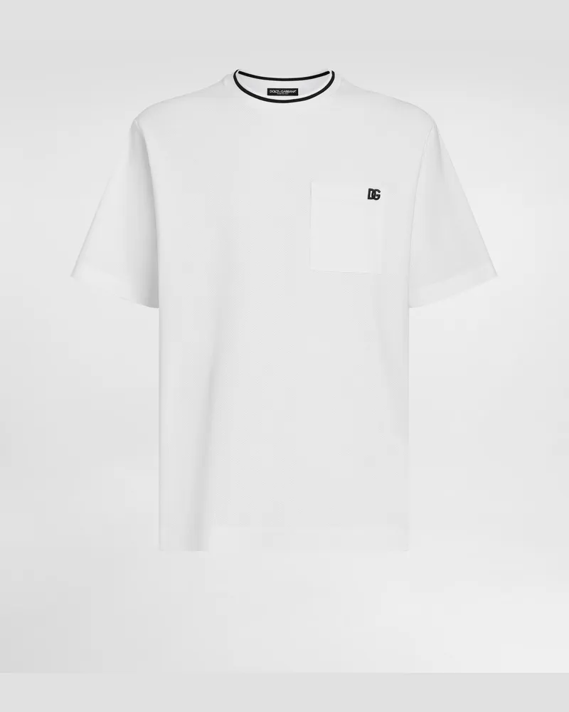 Dolce & Gabbana T-shirt Aus Baumwollpiqué - Mann T-shirts Und Polos Wei Weiss