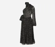One-shoulder-kleid Aus Chiffon Punkteprint - Frau Kleider Drucken