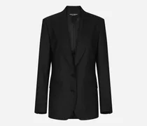 Einreihige Jacke Aus Wolle In Leinwandbindung - Frau Blazer Schwarz