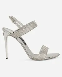 Dolce & Gabbana Sandalette aus Satin und Thermostrass Grau