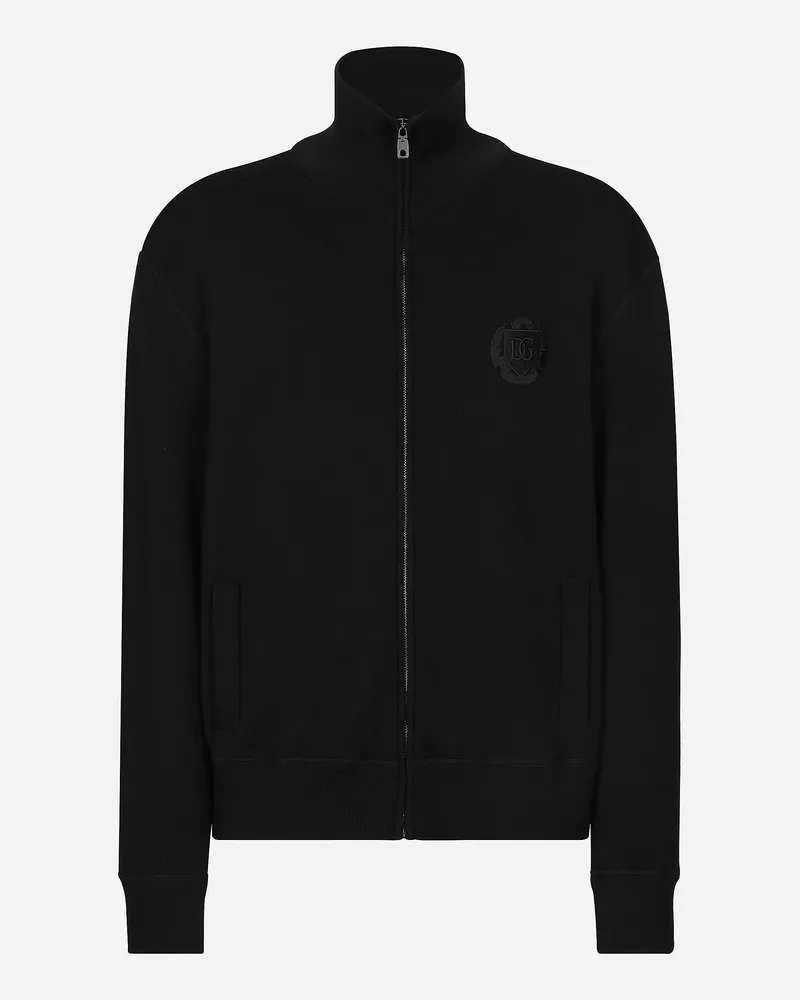 Dolce & Gabbana Sweatshirt Mit Reißverschluss Aus Wolle Und Seide Mit Dg-patch - Mann Sweatshirts Schwarz Schwarz