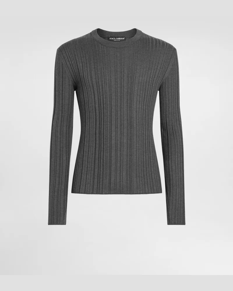 Dolce & Gabbana Rundhalspullover Aus Seide - Mann Strickwaren Grau Grau