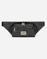 Dolce & Gabbana Kleine Gürteltasche aus beschichtetem Jacquard Mehrfarbig