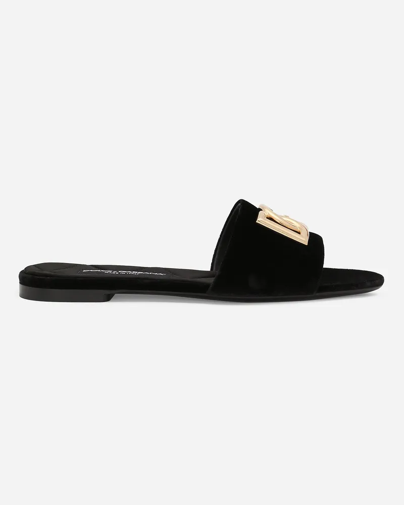 Dolce & Gabbana Pantolette Aus Samt - Frau Pantoletten Und Mules Schwarz Schwarz
