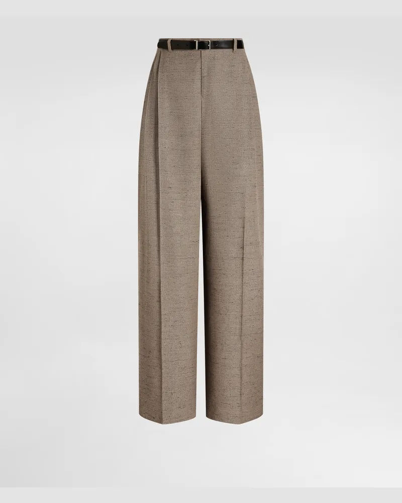 Dolce & Gabbana Tweed-effect Linen And Viscose Trousers - Frau Hosen Und Shorts Beige Mehrfarbig