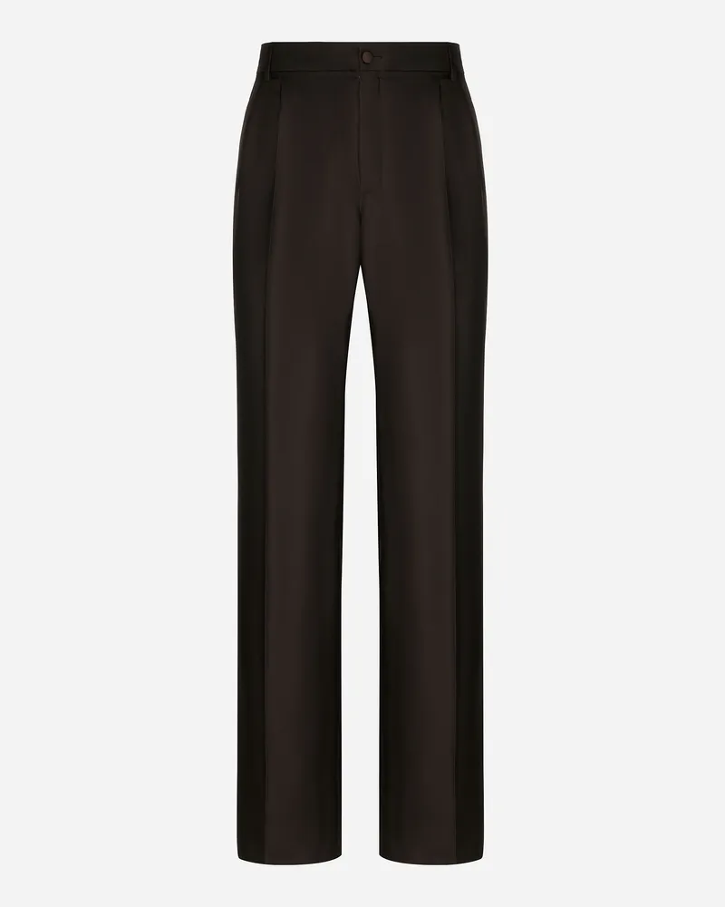 Dolce & Gabbana Sartoriale Hose Aus Seide Mit Bundfalten - Mann Hosen Und Shorts Mehrfarbig Brown