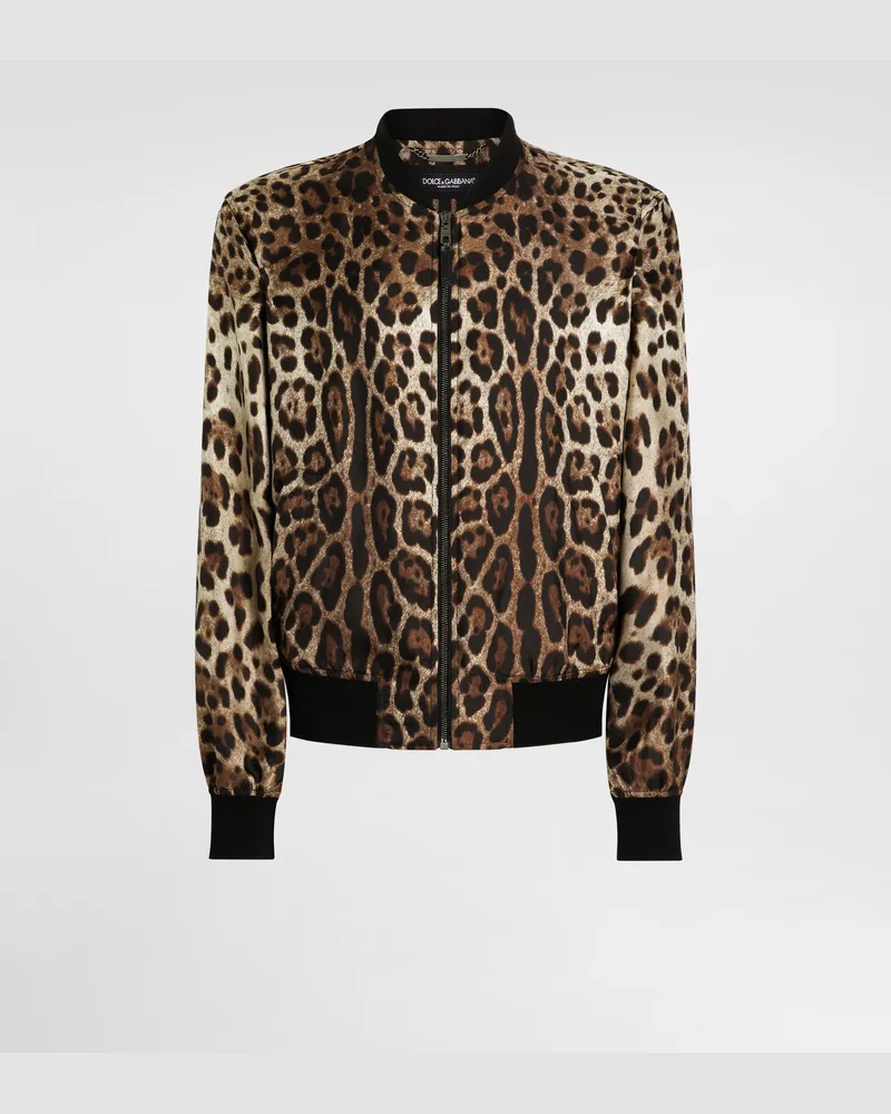 Dolce & Gabbana Bomberjacke Aus Technischem Gewebe Mit Plakette - Mann Mäntel Und Jacken Animalprint Drucken