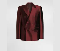 Jacke Sicilia Light Aus Shantungseide Mit Doppelreiher-design - Mann Anzüge Und Blazer Bordeaux Seide