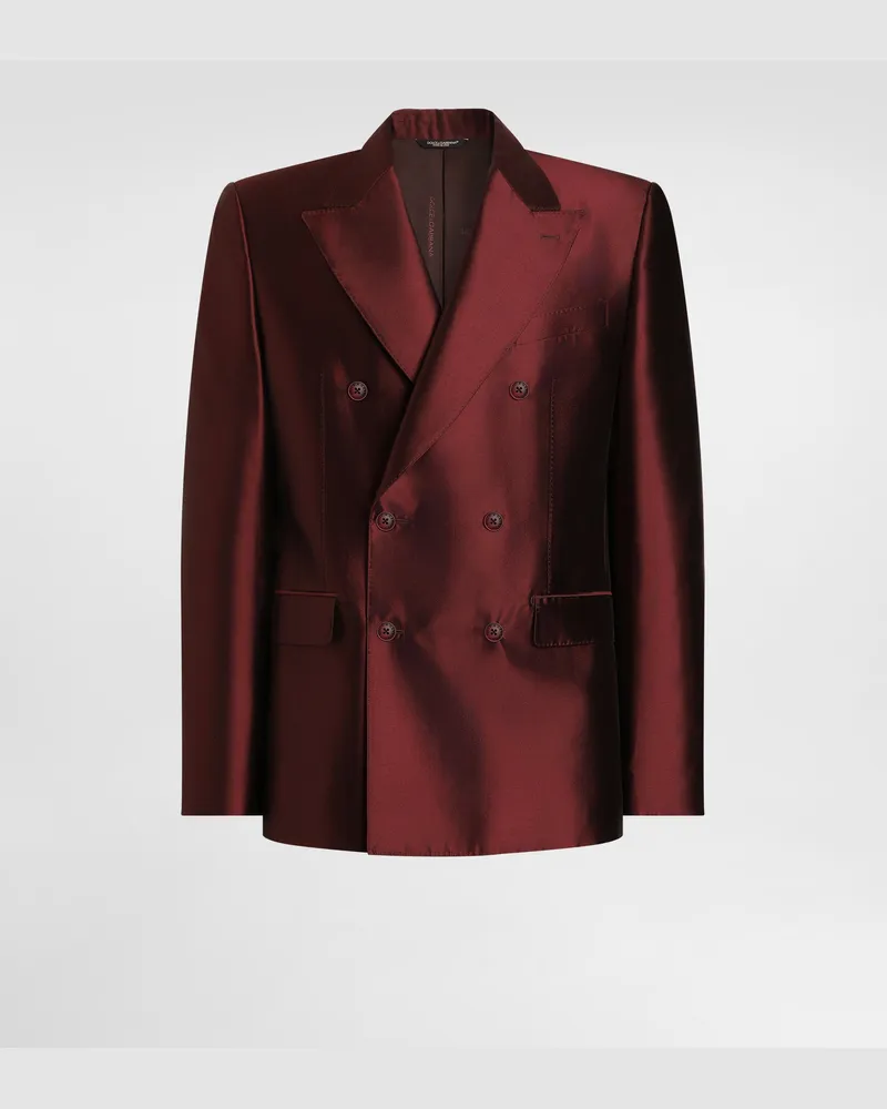 Dolce & Gabbana Jacke Sicilia Light Aus Shantungseide Mit Doppelreiher-design - Mann Anzüge Und Blazer Bordeaux Seide Bordeaux