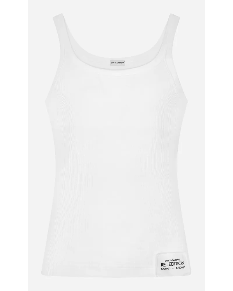 Dolce & Gabbana Geripptes Tanktop Aus Baumwolle Weiss