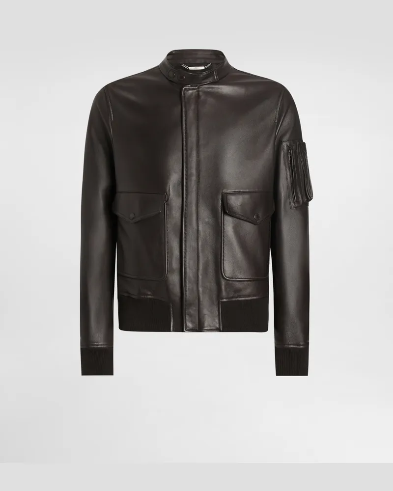 Dolce & Gabbana Jacke Aus Plongé-lammleder - Mann Mäntel Und Jacken Braun Braun