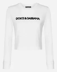 Dolce & Gabbana Langarm-T-Shirt mit Dolce&Gabbana-Logo Weiss