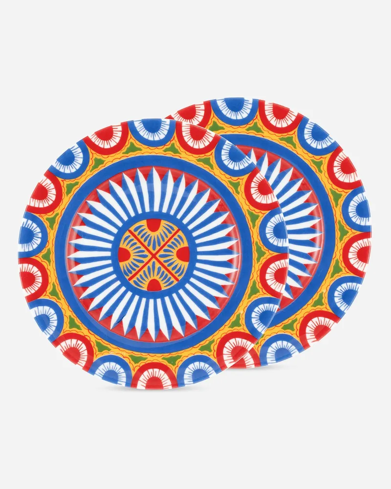 Dolce & Gabbana Set 2 Bread Plates In Fine Porcelain - Brotteller Mehrfarbig Mehrfarbig