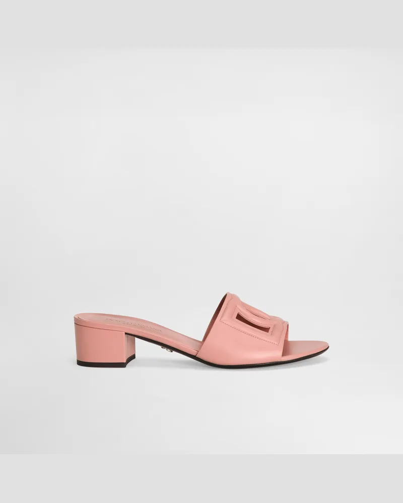 Dolce & Gabbana Mule Aus Kalbsleder Und Dg-logo - Frau Pantoletten Und Mules Rosa Leder Rosa